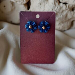 Blue Floral clay handmade Earrings